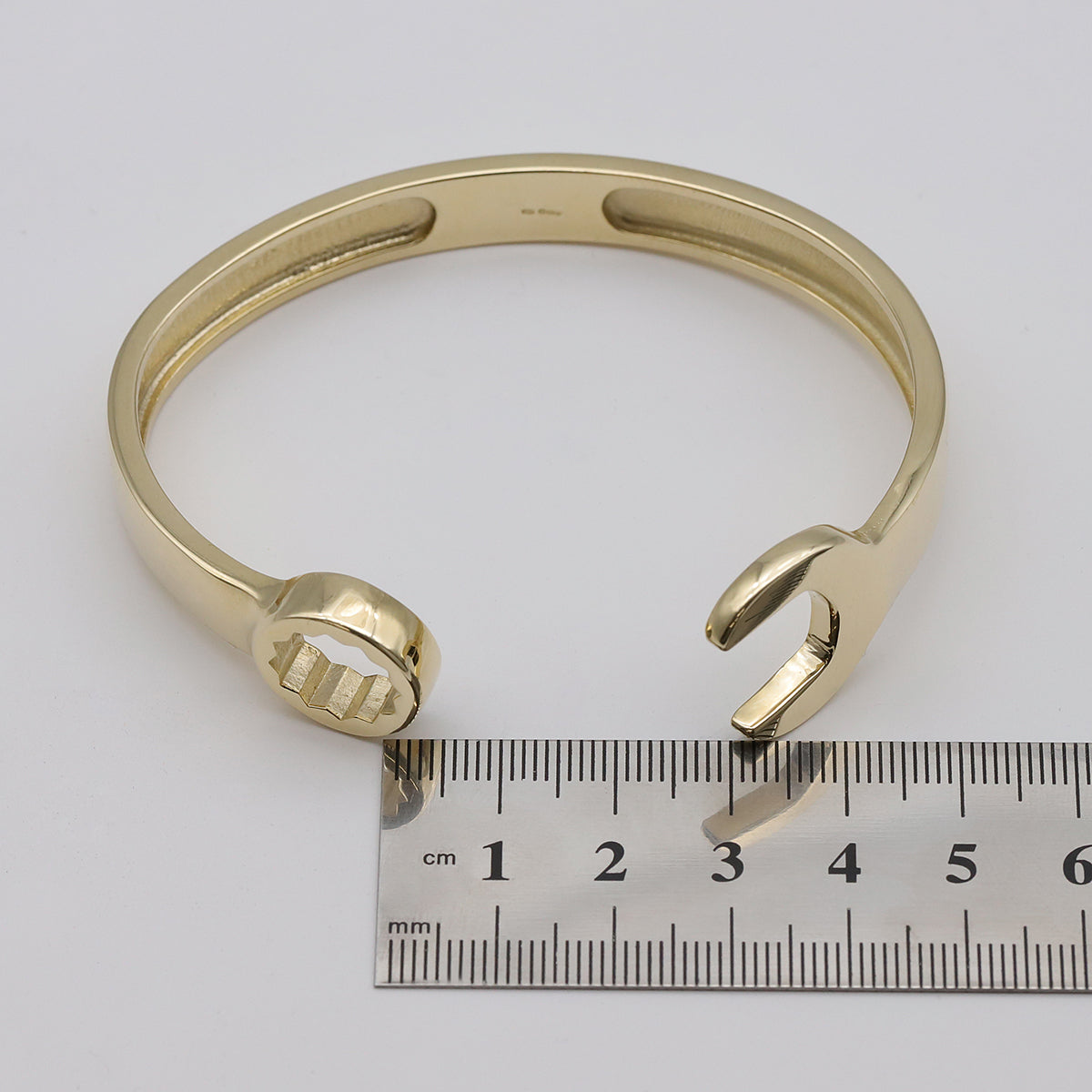 9ct Yellow Gold Solid Men's Plain Polished Spanner Bangle