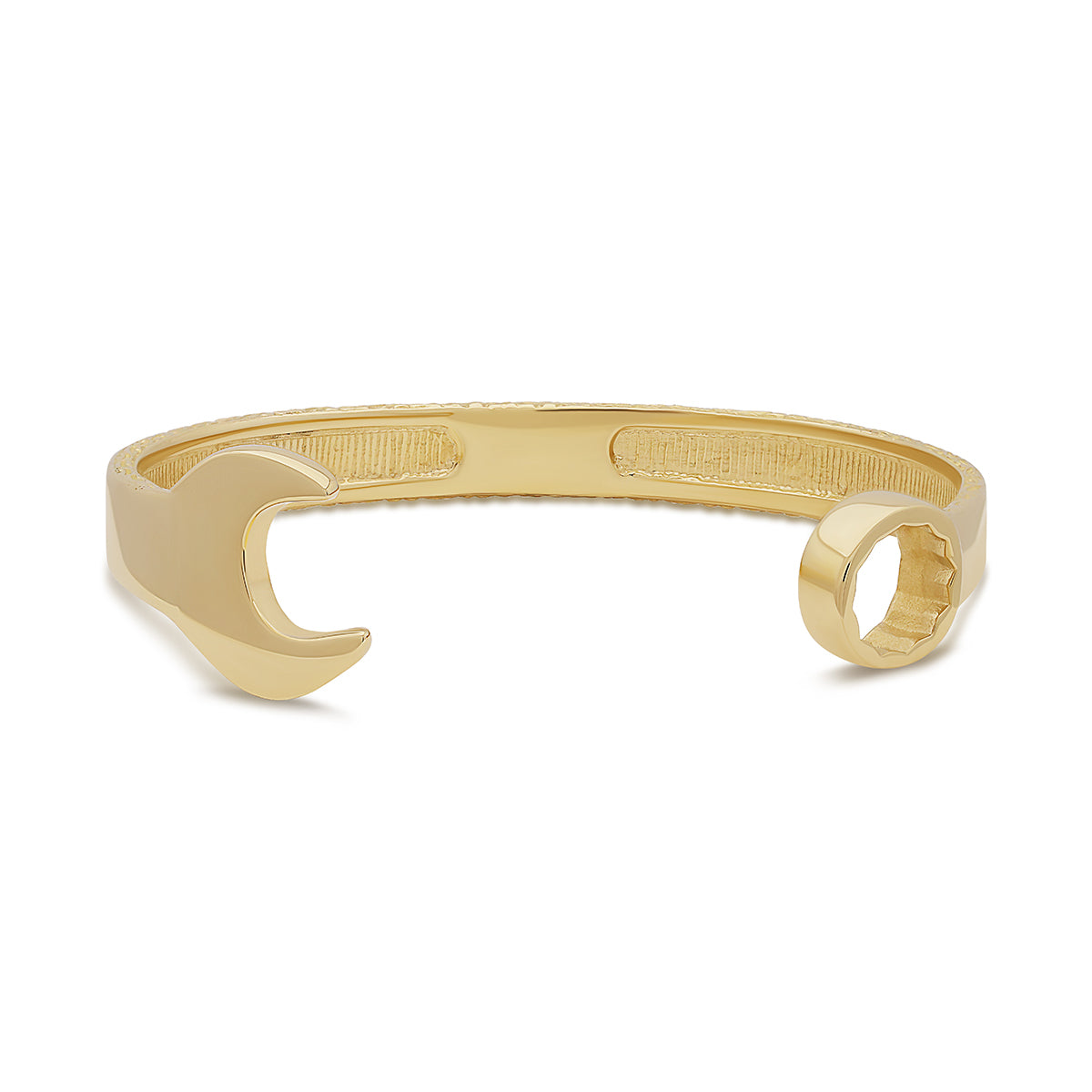 9ct Yellow Gold Solid Men's Patterned Spanner bangle