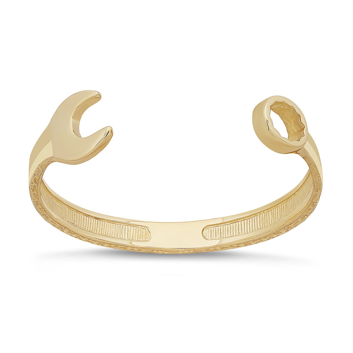 9ct Yellow Gold Solid Men's Patterned Spanner bangle