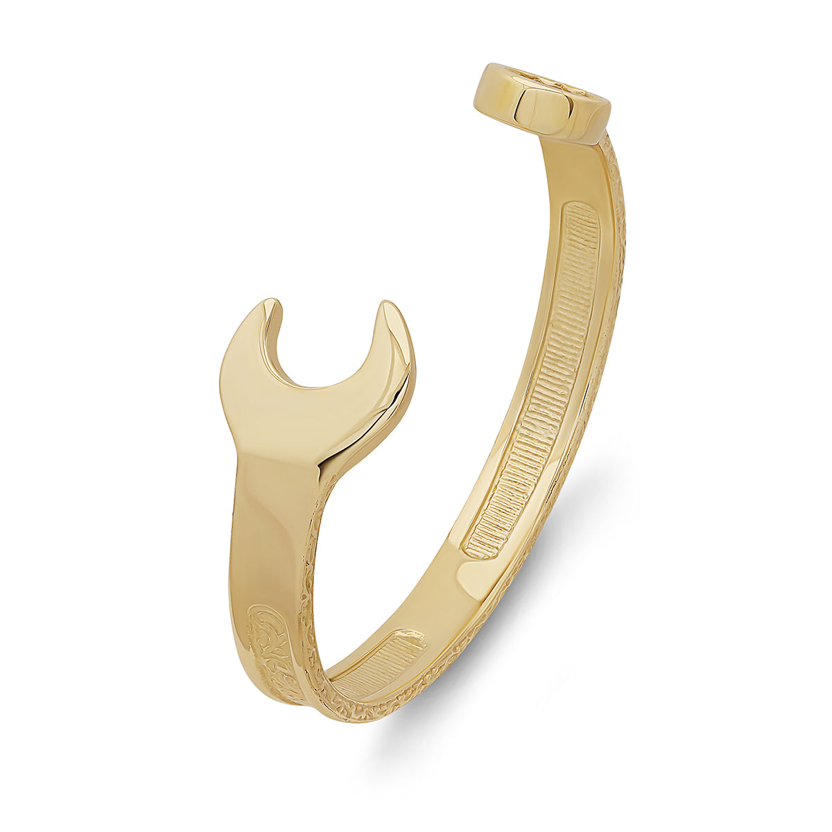 9ct Yellow Gold Solid Men's Patterned Spanner bangle