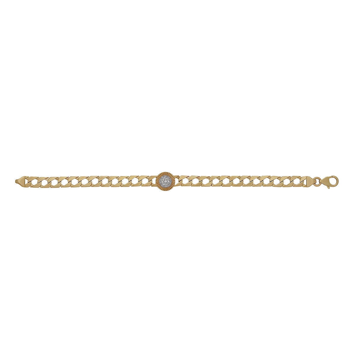 9ct Yellow Gold Gem-set Rolex Stud Style Bracelet- 6.5"