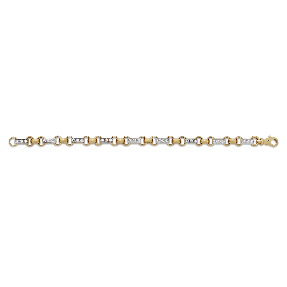 9ct Rose Gold Belcher Square Link CZ Bracelet -8.5"