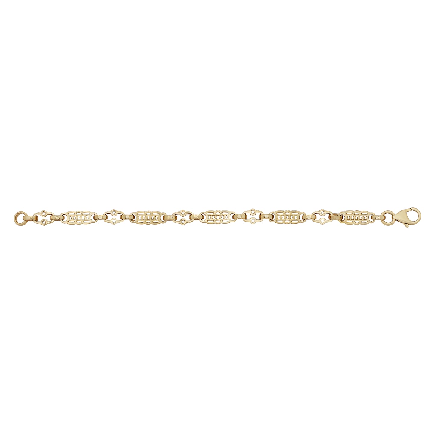 9ct Yellow Gold Stars & Bars Junior/Baby Bracelet- 6.5"
