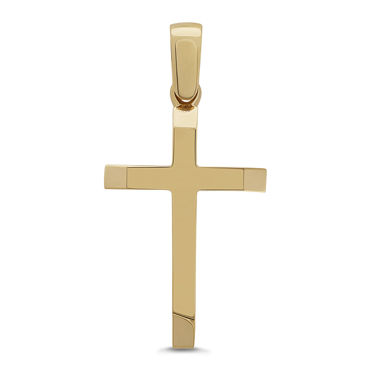 9ct Yellow Gold Medium Bevelled Edge Plain Cross