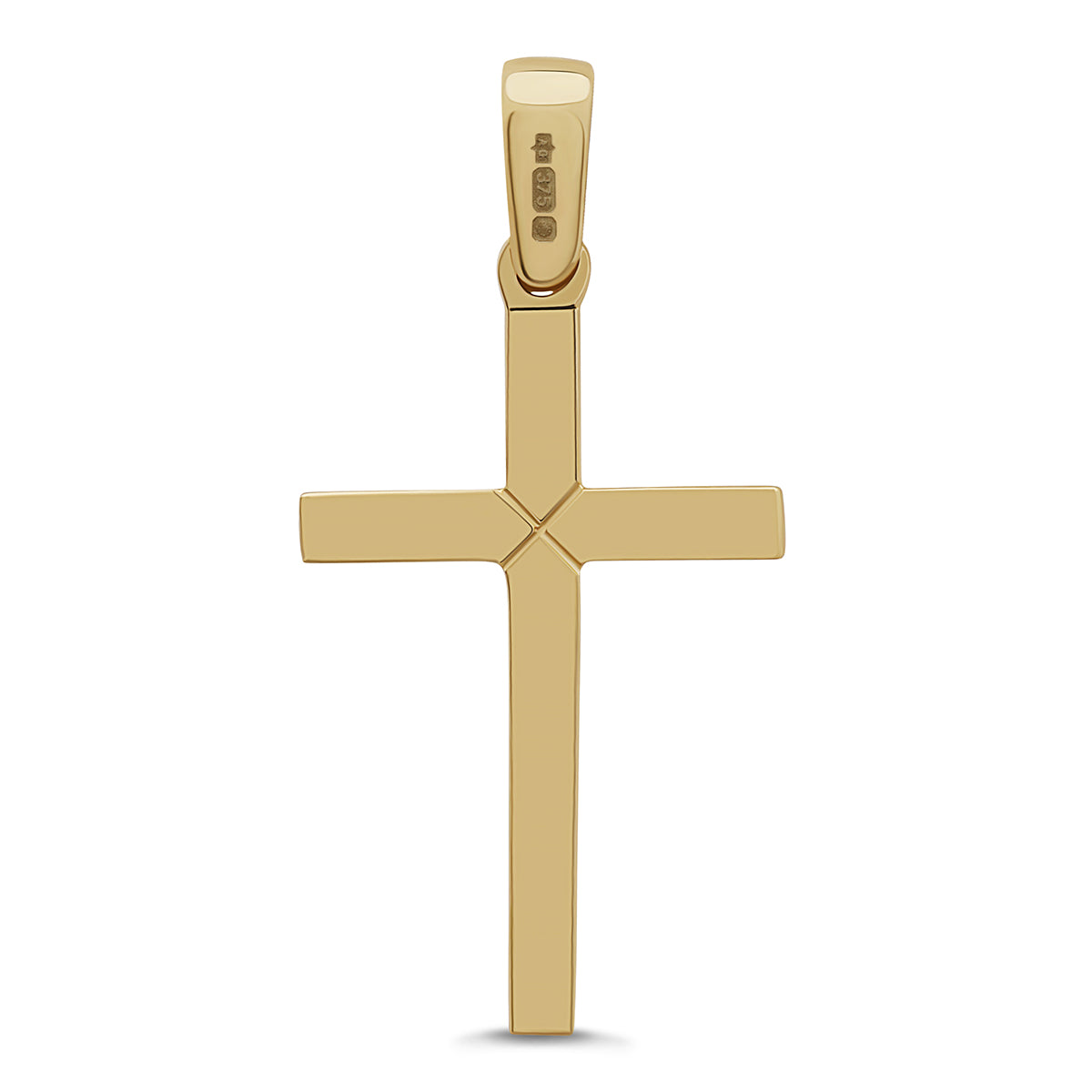 9ct Yellow Gold Medium Bevelled Edge Plain Cross