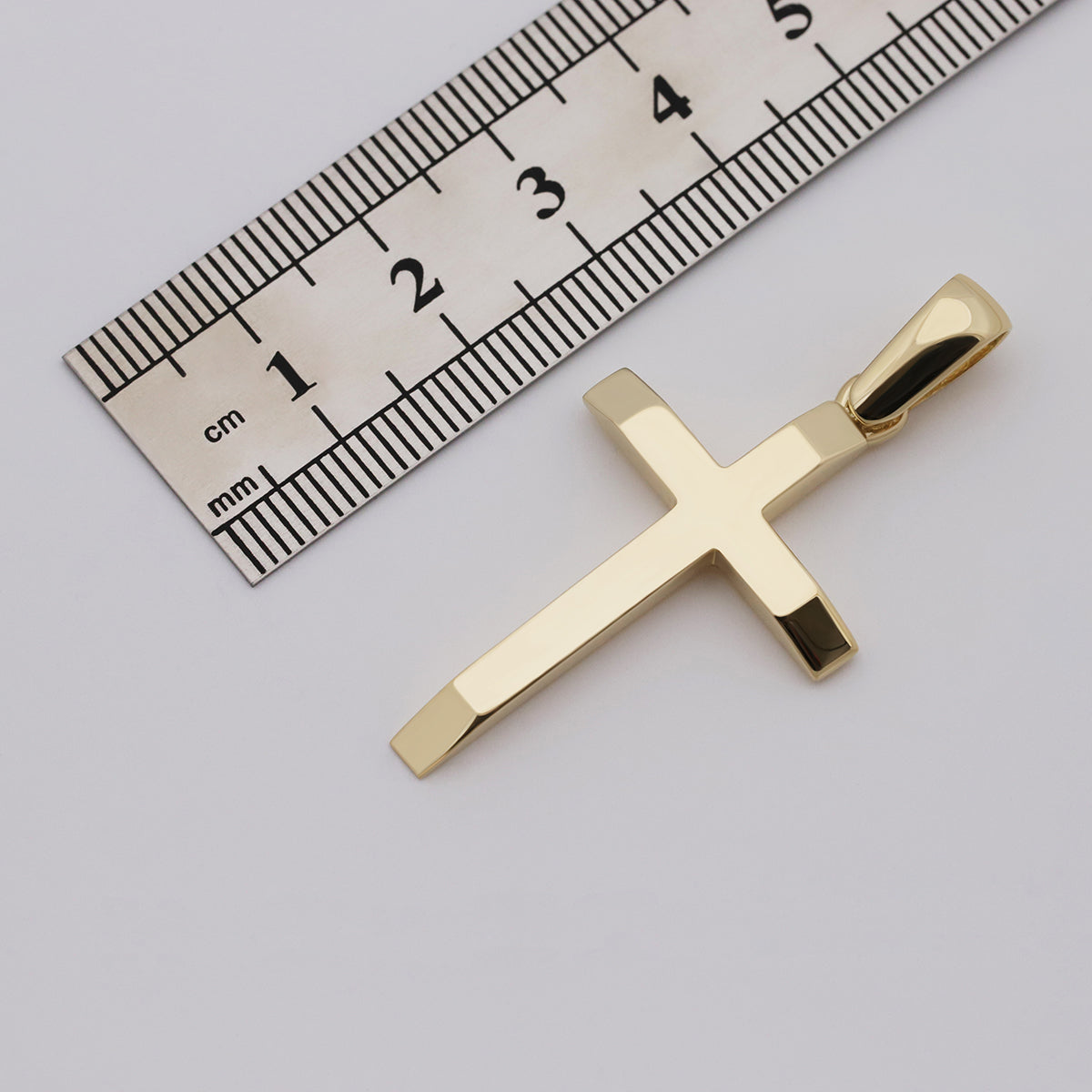 9ct Yellow Gold Medium Bevelled Edge Plain Cross