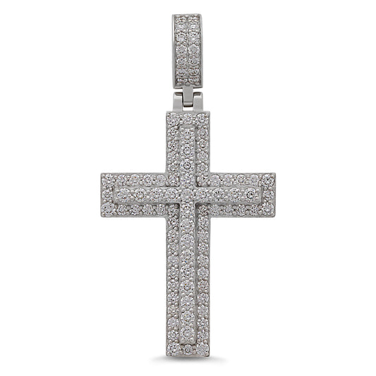 9ct White Gold 2.03ct Diamond Cross Pendant