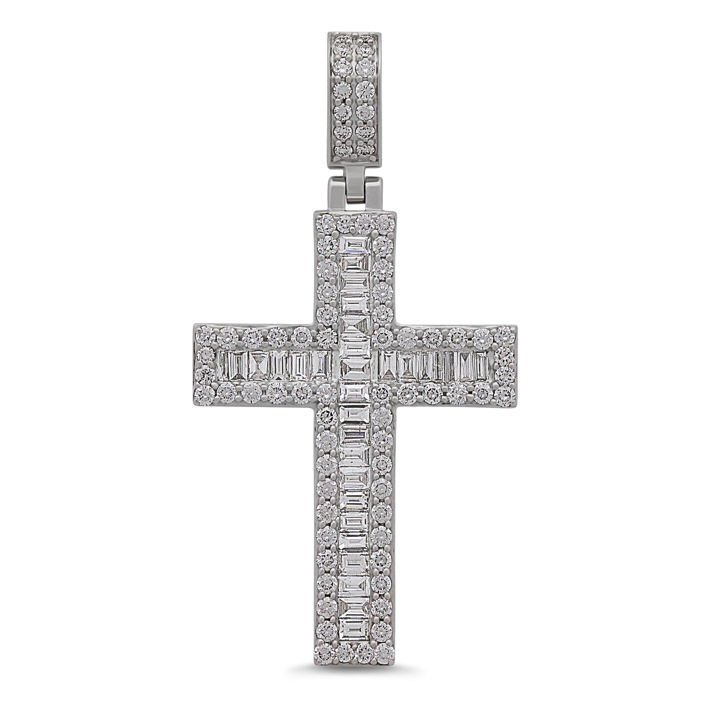9ct White Gold 2.52ct Diamond Cross Pendant
