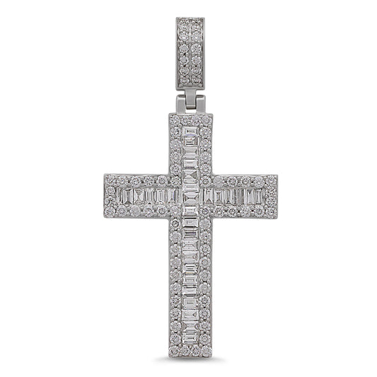 9ct White Gold 2.52ct Diamond Cross Pendant