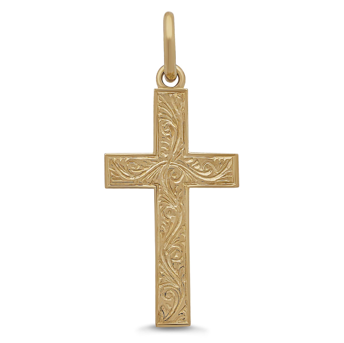 9ct Yellow Gold Ornate Patterned Small Classic Cross