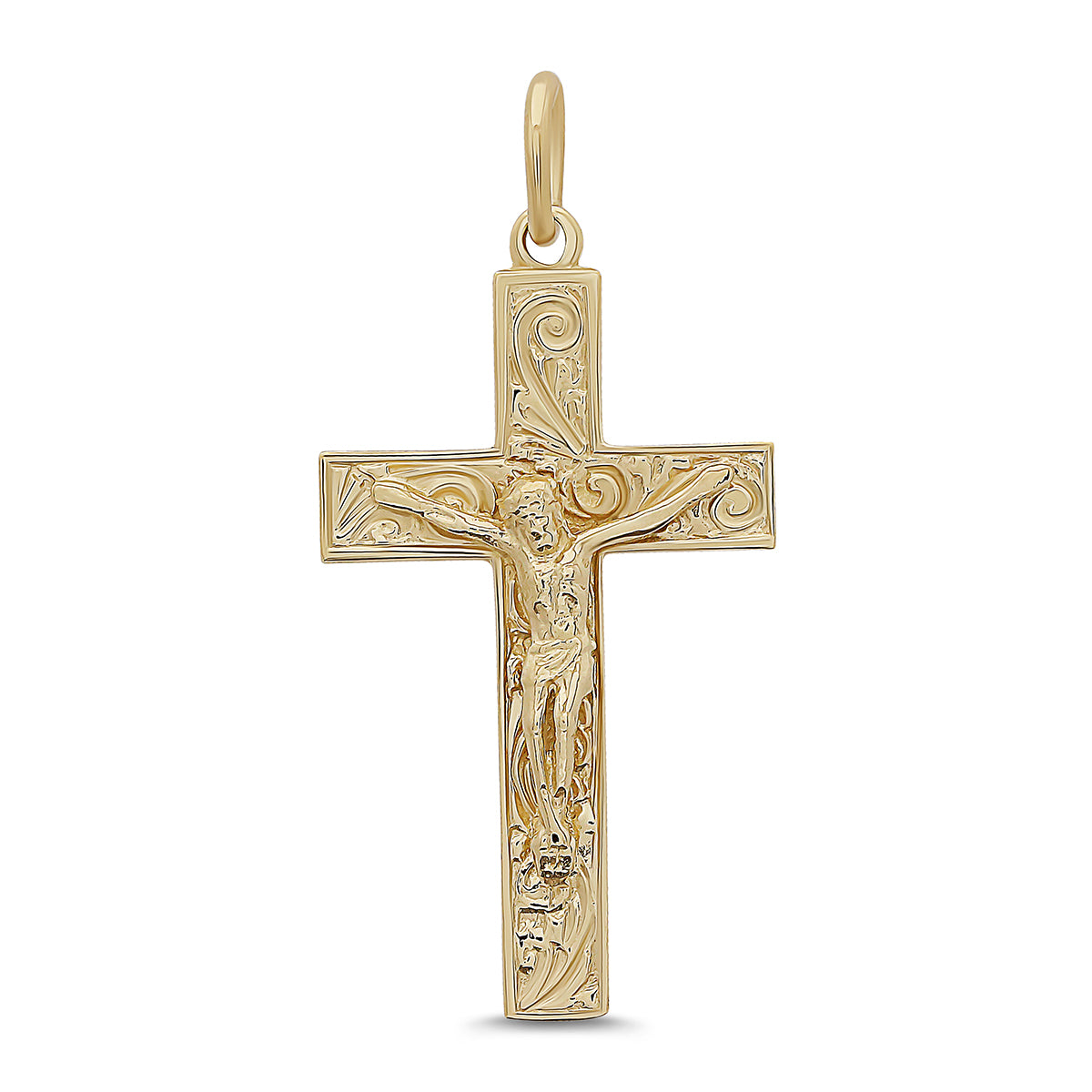 9ct Yellow Gold Ornate Crucifix Cross Pendant
