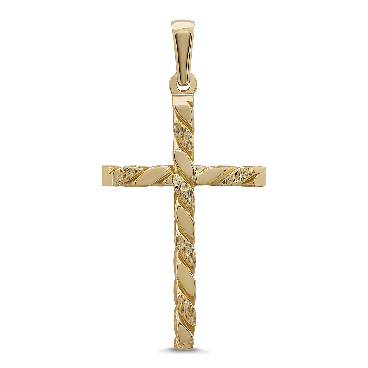 9ct Yellow Gold Patterned & Polished Cross Pendant