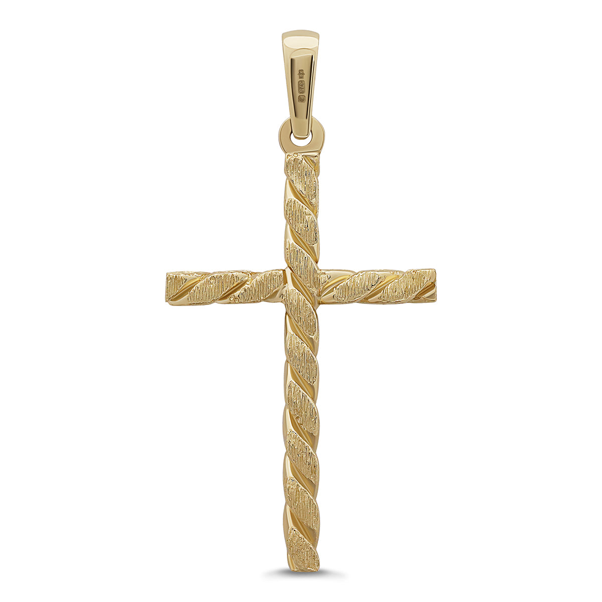 9ct Yellow Gold Patterned & Polished Cross Pendant