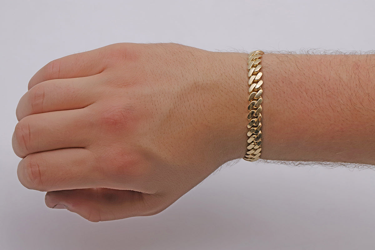9ct Yellow Gold Solid Classic Cuban Link 8.5mm Bracelet-8.5"