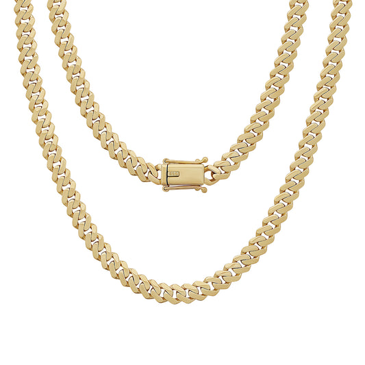 9ct Yellow Gold Solid Classic Light Weight Cuban Link 7mm Chain