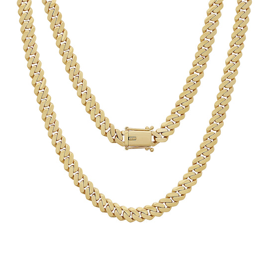 9ct Yellow Gold Solid Classic Light Weight Cuban Link 8mm Chain