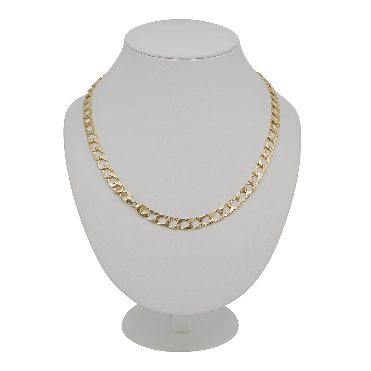 9ct Yellow Gold Scroll Square/Ornate Curb Chain - 20"