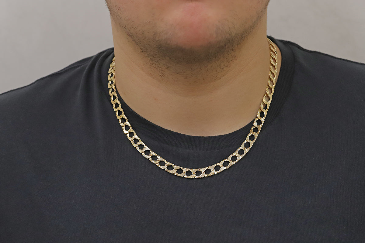 9ct Yellow Gold Scroll Square/Ornate Curb Chain - 20"