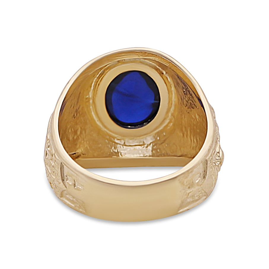 9ct Yellow Gold Small Blue Gemstone College Ring