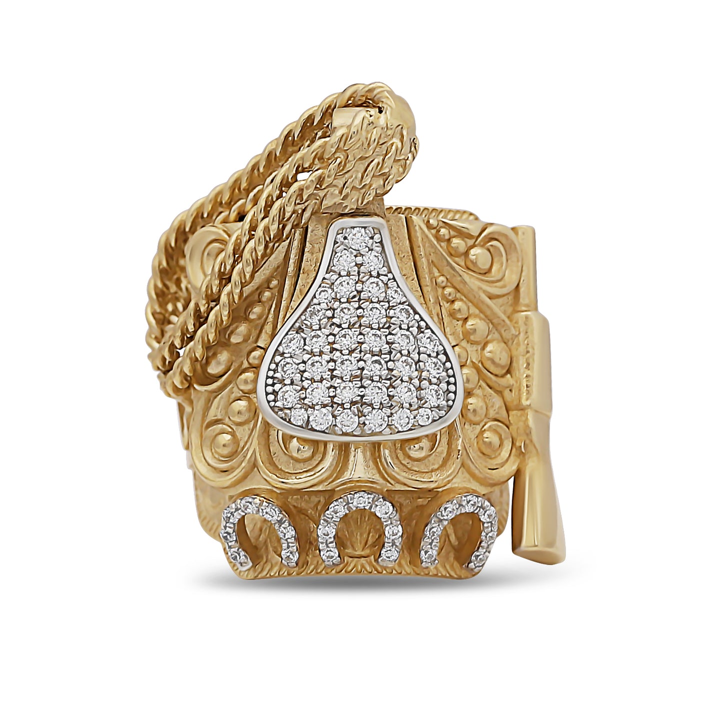 9ct Yellow Gold Solid Gemset Mexican Saddle Ring