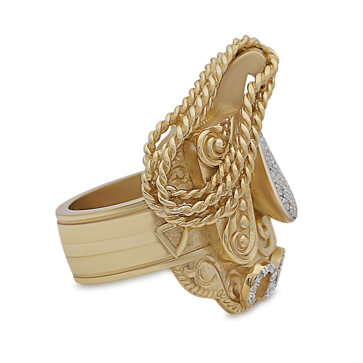 9ct Yellow Gold Solid Gemset Mexican Saddle Ring
