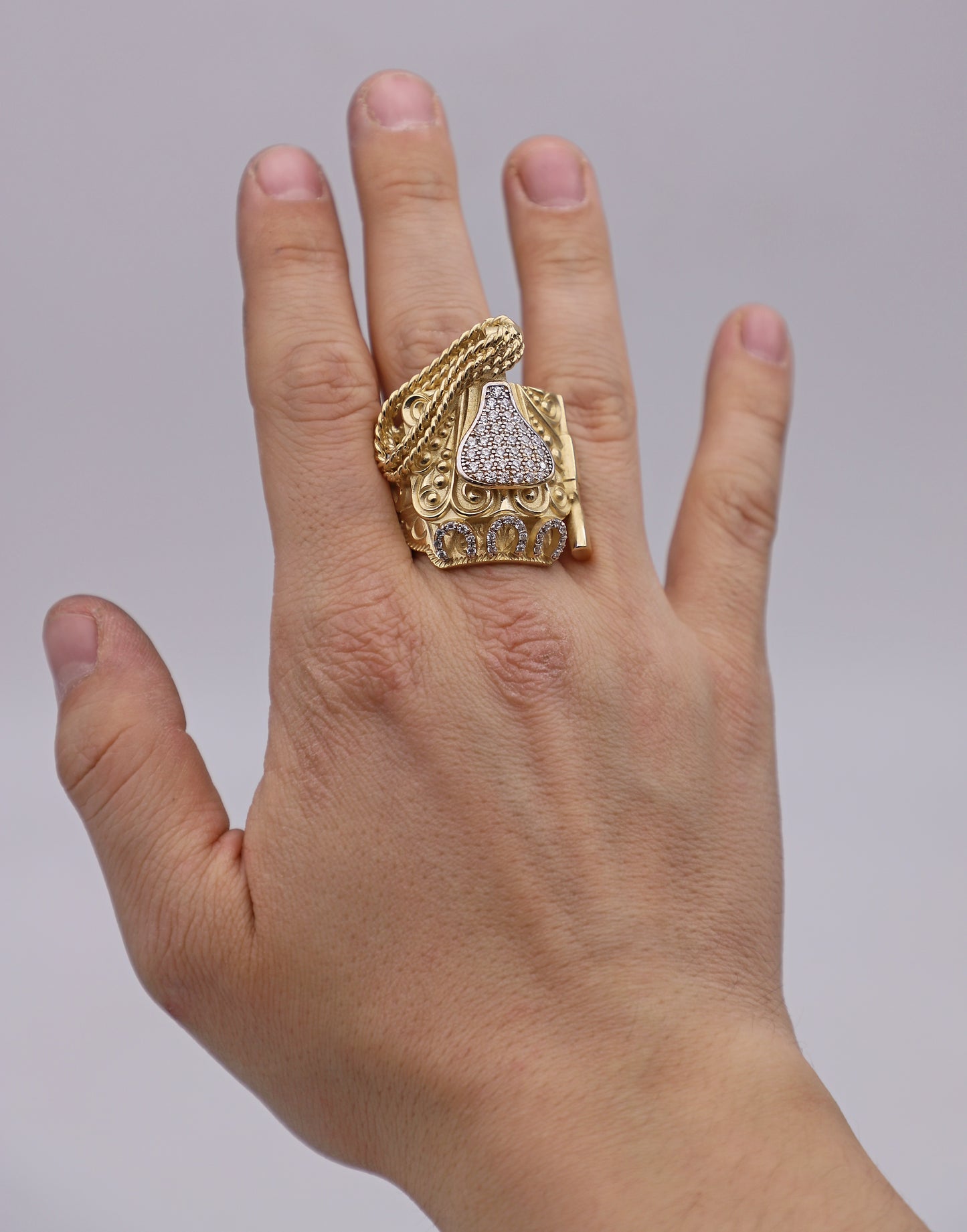 9ct Yellow Gold Solid Gemset Mexican Saddle Ring