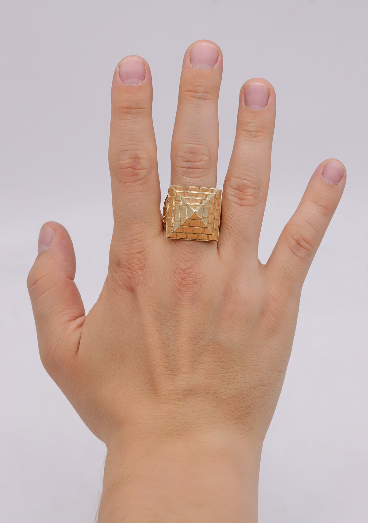 9ct Yellow Gold Medium Sized Hollow Pyramid Ring