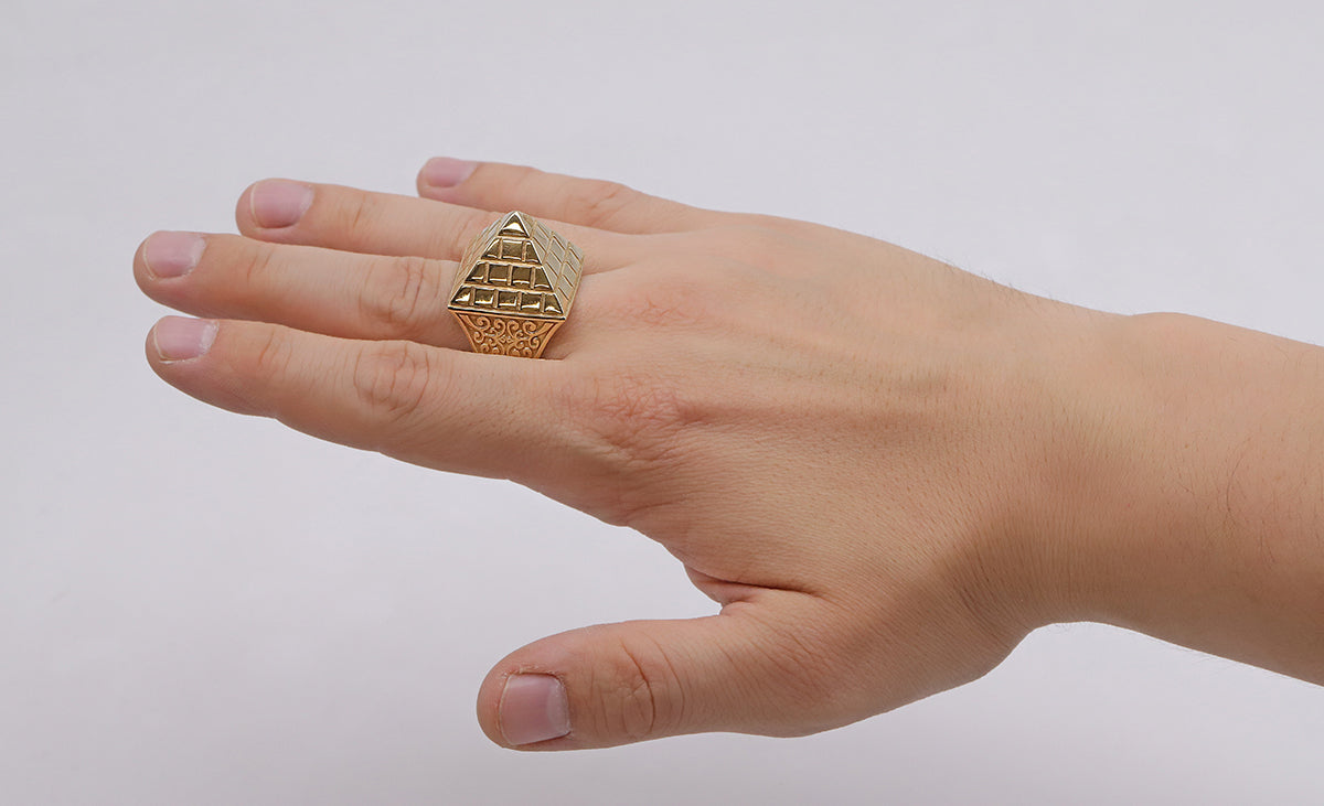 9ct Yellow Gold Medium Sized Hollow Pyramid Ring