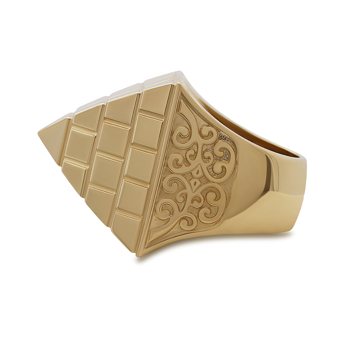 9ct Yellow Gold Extra Large Hollow Pyramid Ring