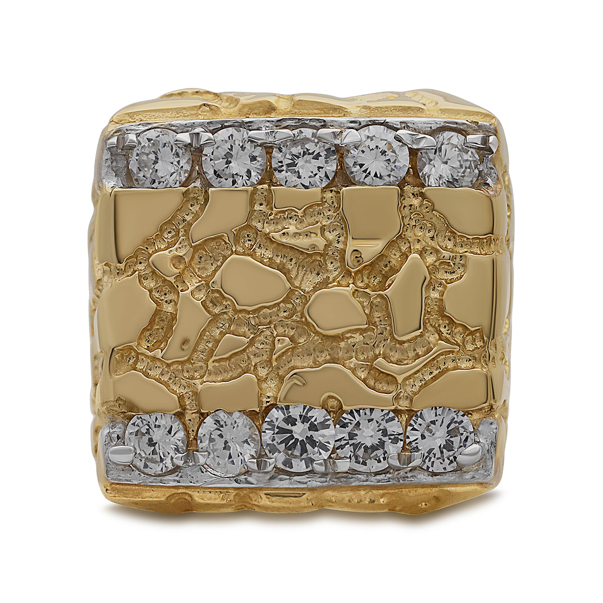 Men's Gold Nugget Ring - The Knight Solid 10K Yellow Gold, Hand Polished, Made In USA, Size 7.5