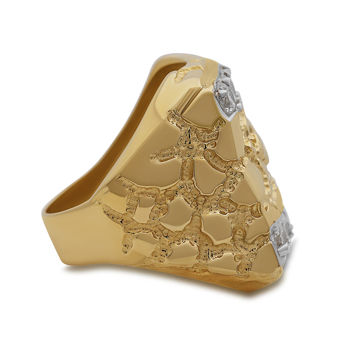 9ct Yellow Gold Large Gem-Set Nugget Ring