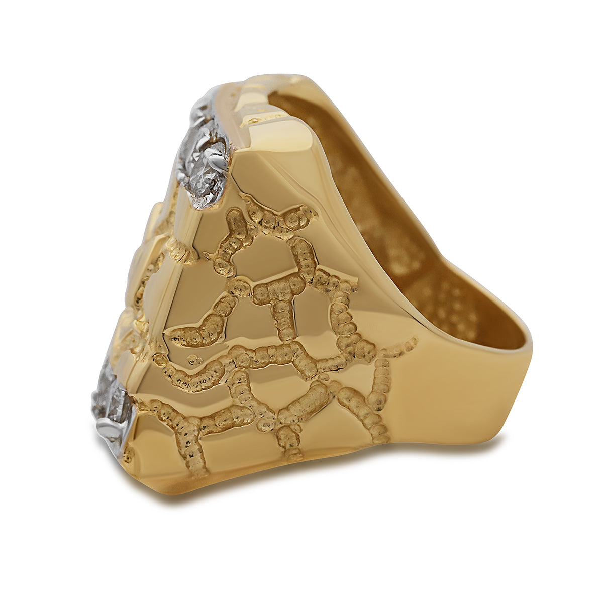 9ct Yellow Gold Large Gem-Set Nugget Ring