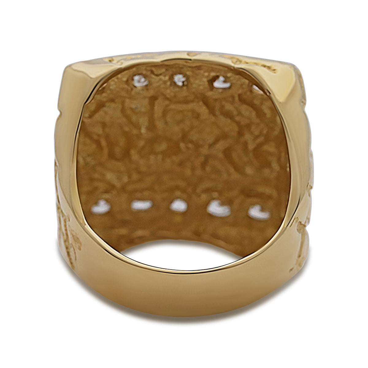 9ct Yellow Gold Large Gem-Set Nugget Ring