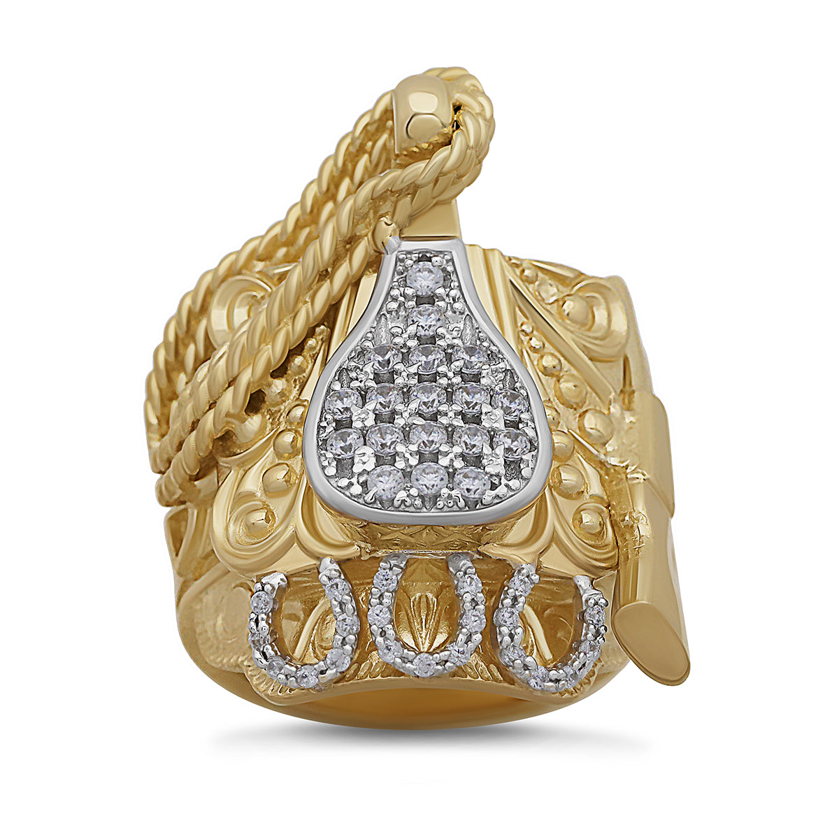 9ct Yellow Gold Solid Gemset Small Mexican Saddle Ring