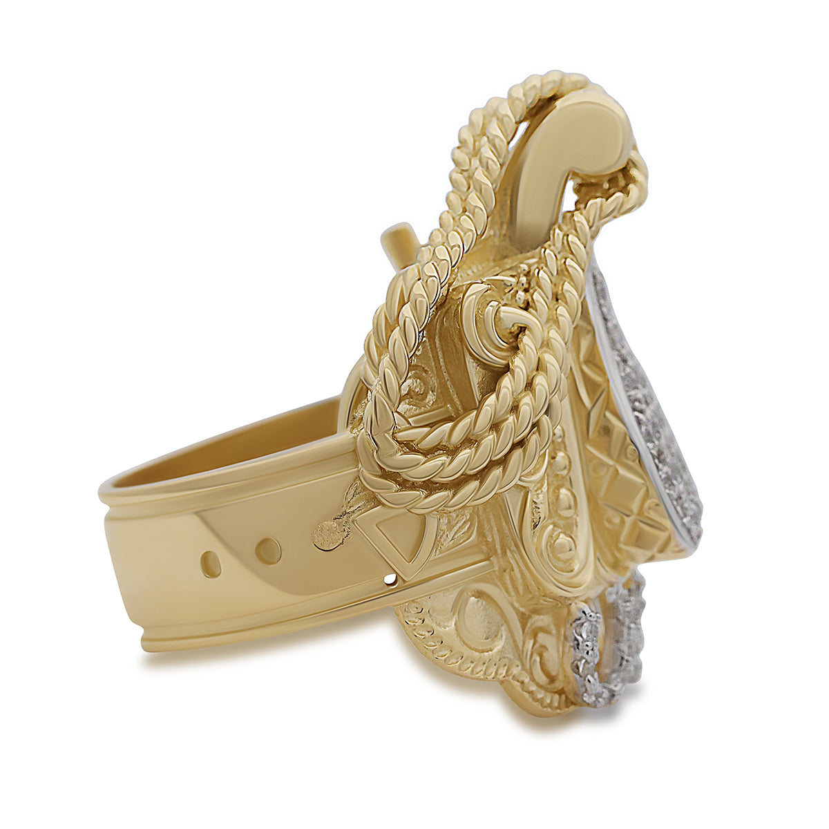 9ct Yellow Gold Solid Gemset Small Mexican Saddle Ring