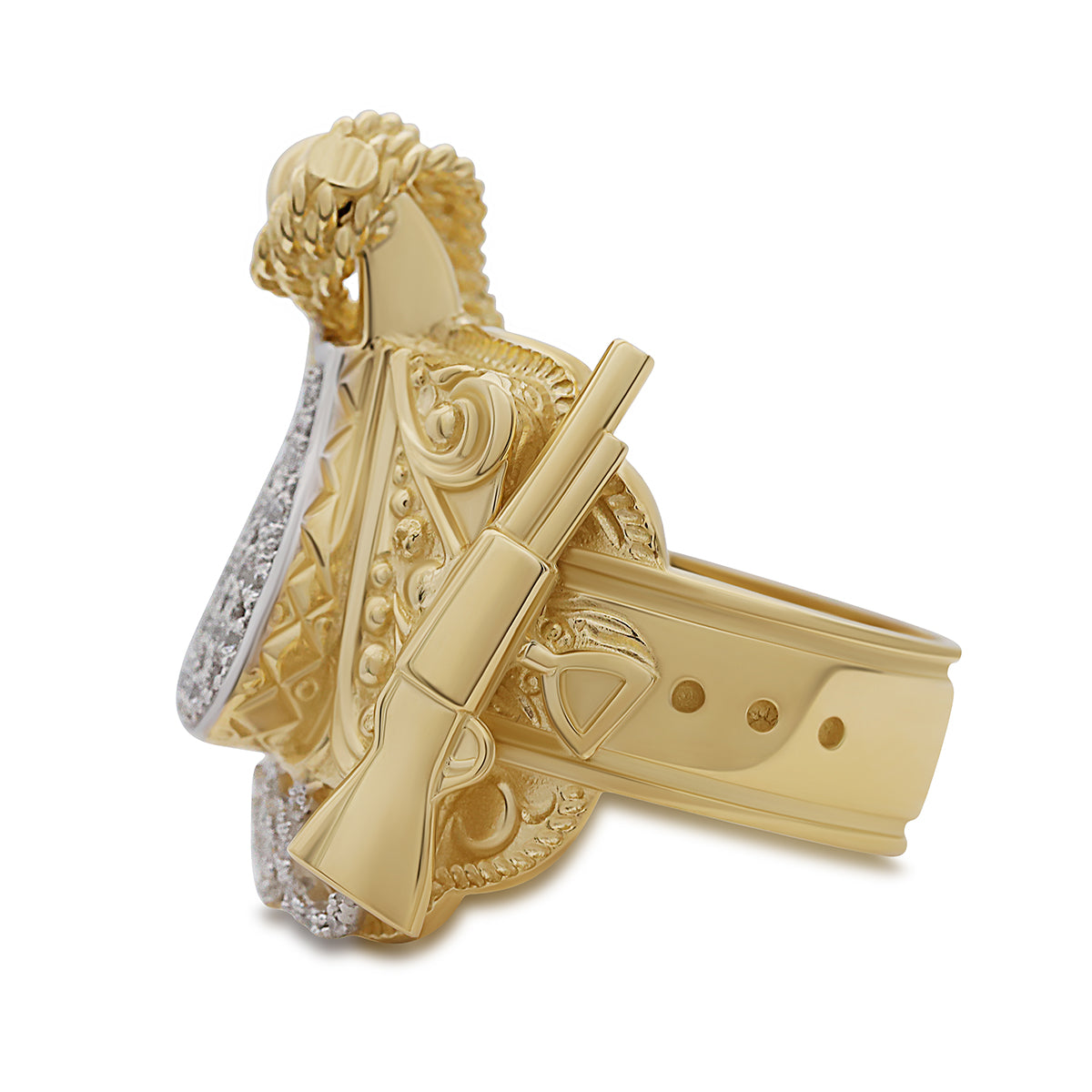 9ct Yellow Gold Solid Gemset Small Mexican Saddle Ring