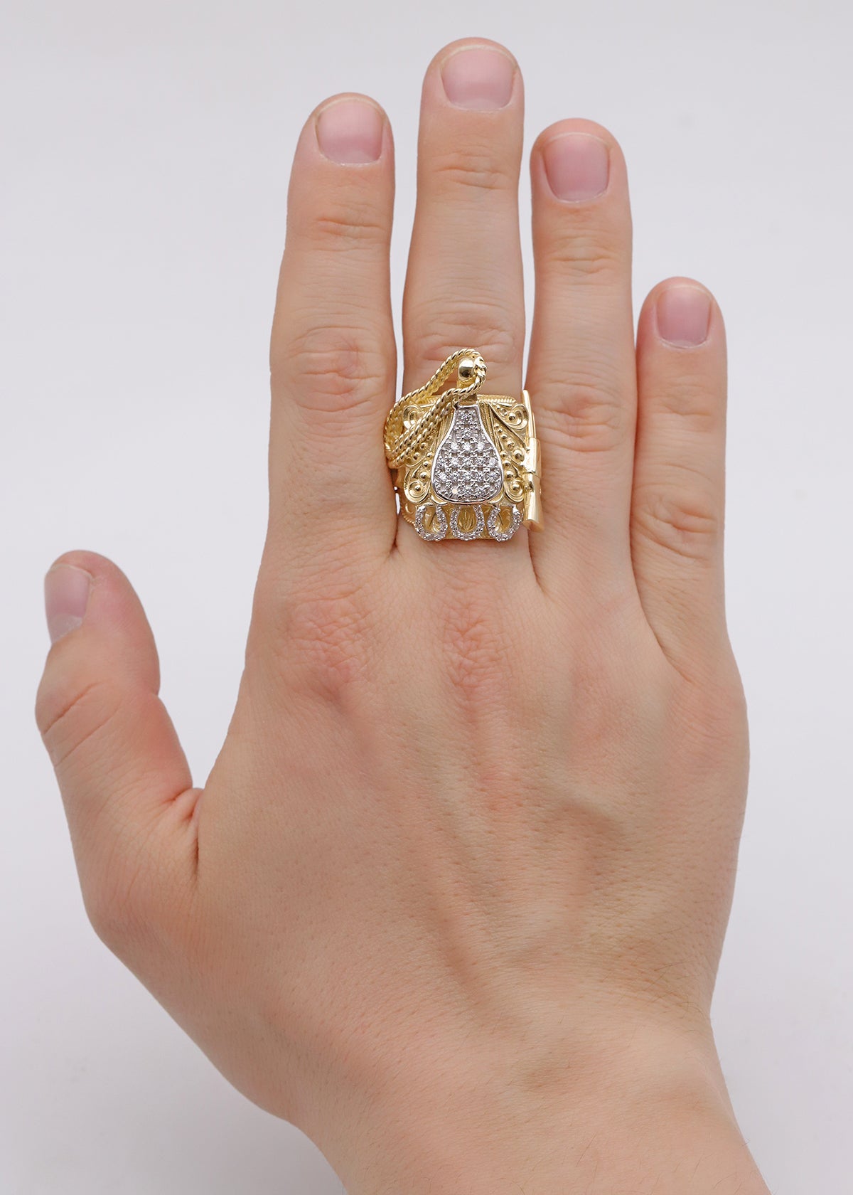 9ct Yellow Gold Solid Gemset Small Mexican Saddle Ring