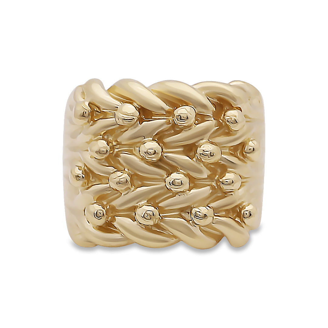 9ct Yellow Gold Solid 4 Row Solid Classic Keeper Ring