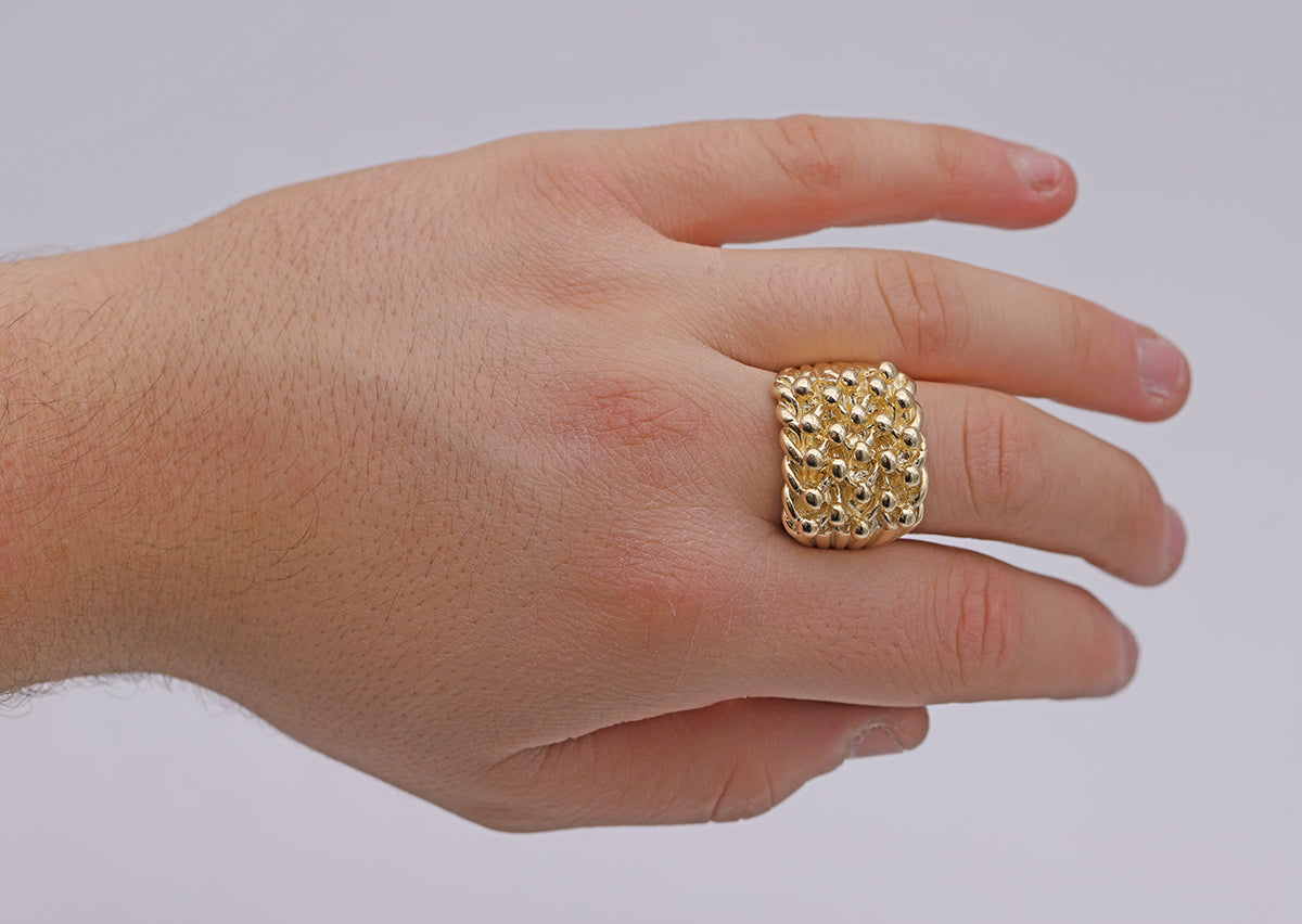 9ct Yellow Gold Solid 5 Row Classic Keeper Ring