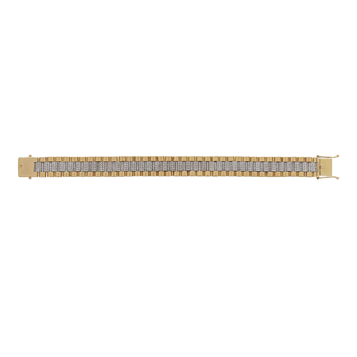 9ct Yellow Gold Rolex Style Gem-Set Presidential 14.5mm Bracelet- 8.5"