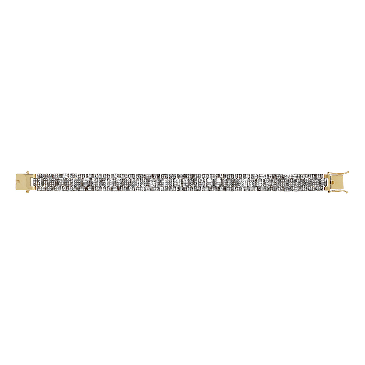 9ct Yellow Gold Rolex Style Full Gem-Set Presidential 14.5mm Bracelet- 8.5"