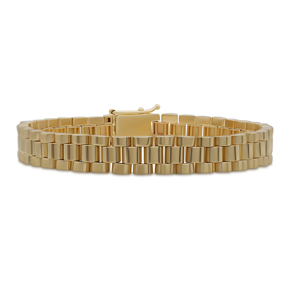 9ct Yellow Gold Rolex Style Plain Presidential 12mm Bracelet- 8.5"