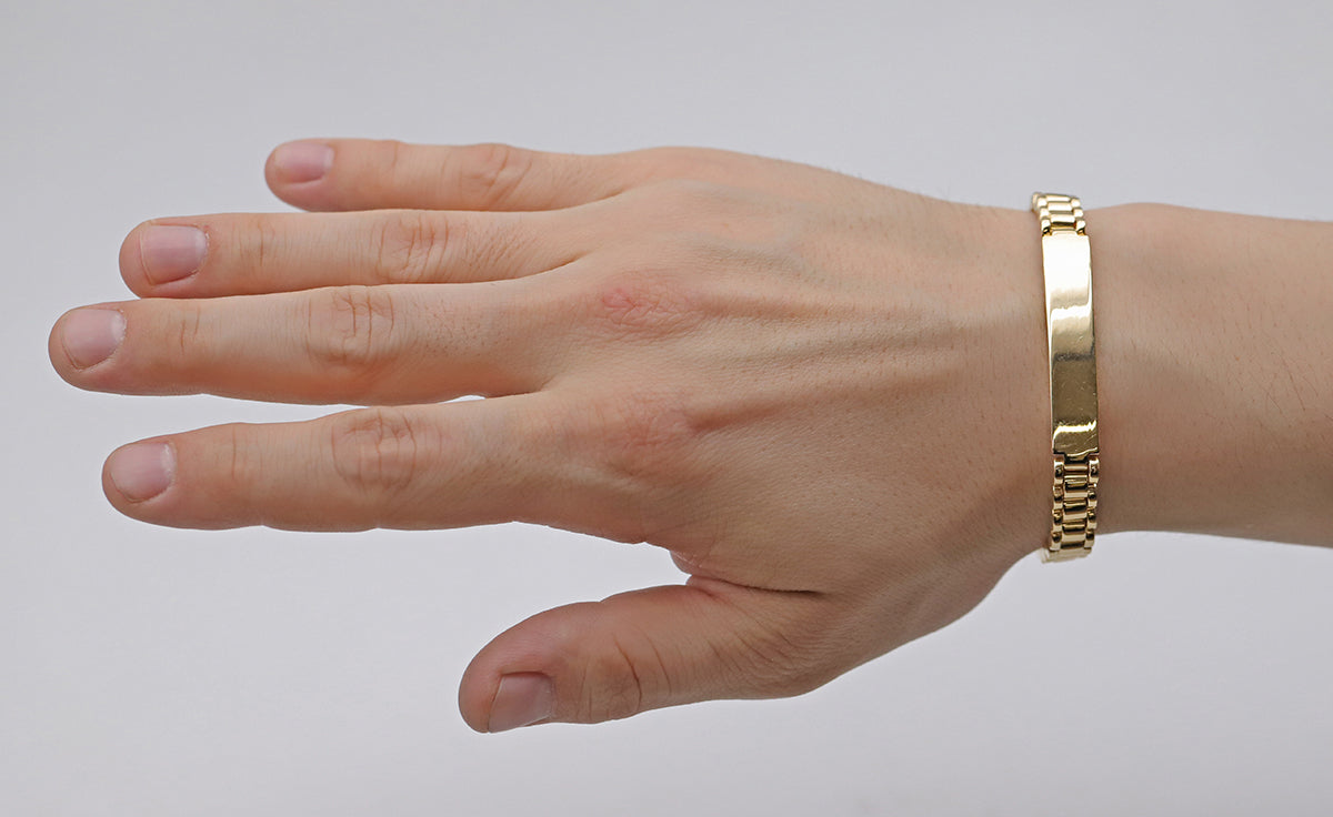 9ct Yellow Gold Rolex Style ID 8mm Bracelet- 8"