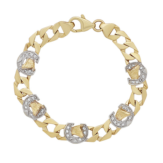 9ct Yellow Gold Baby Gemset Horseshoe Link Bracelet