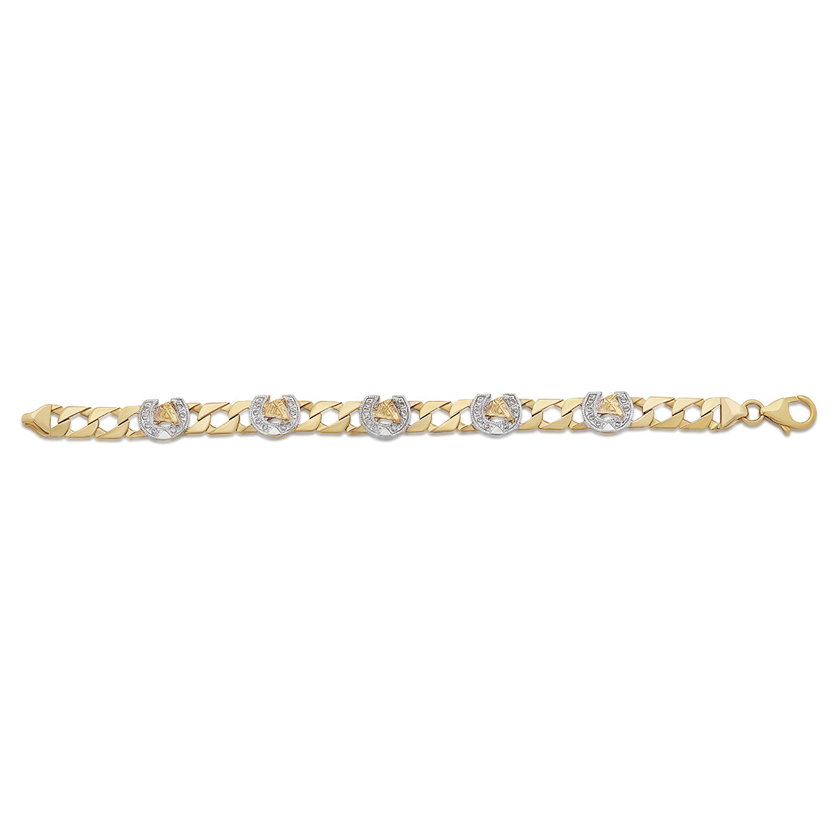 9ct Yellow Gold Baby Gemset Horseshoe Link Bracelet