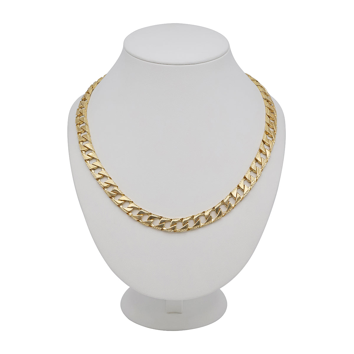 9ct Yellow Gold Textured Curb Style 11mm Chain