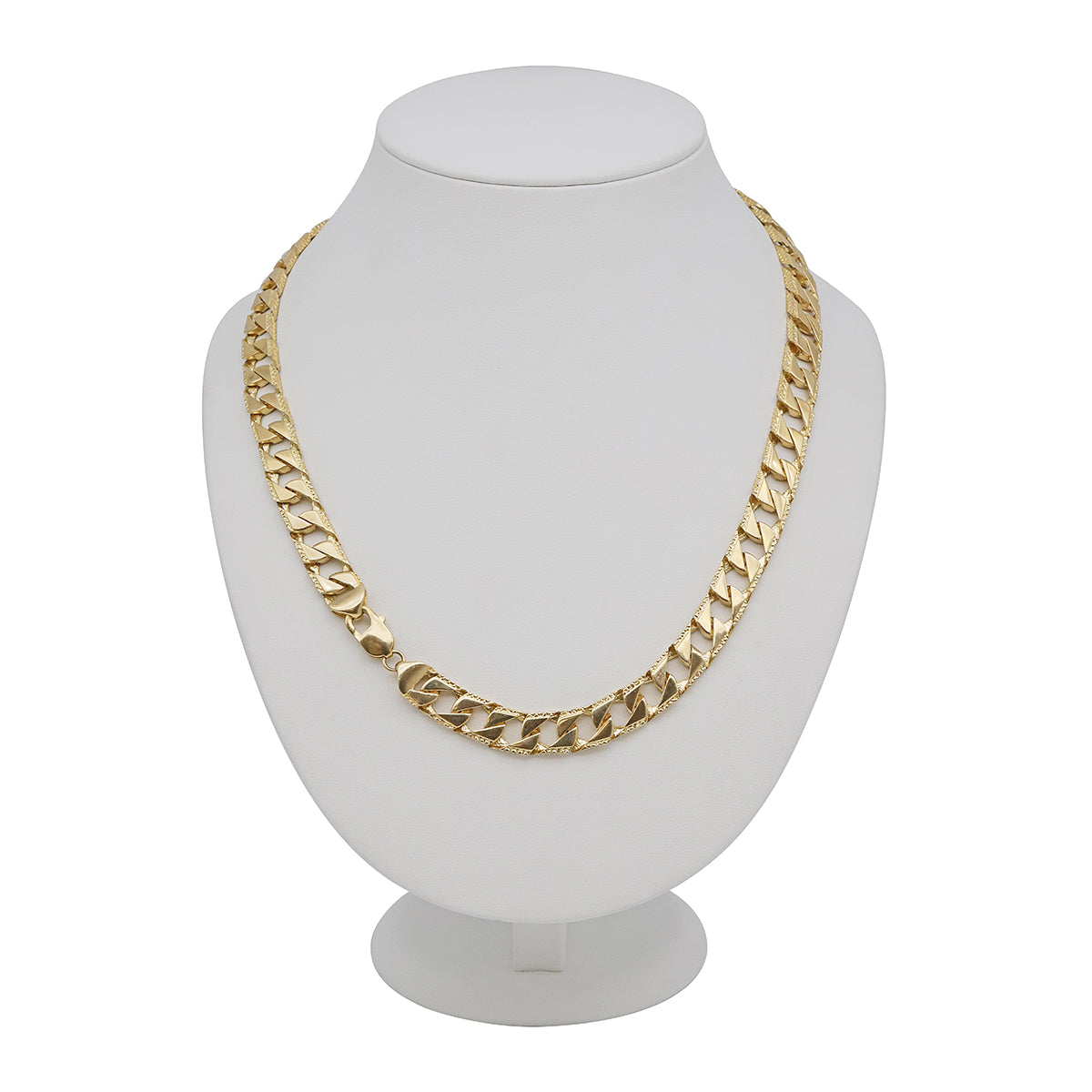 9ct Yellow Gold Textured Curb Style 11mm Chain
