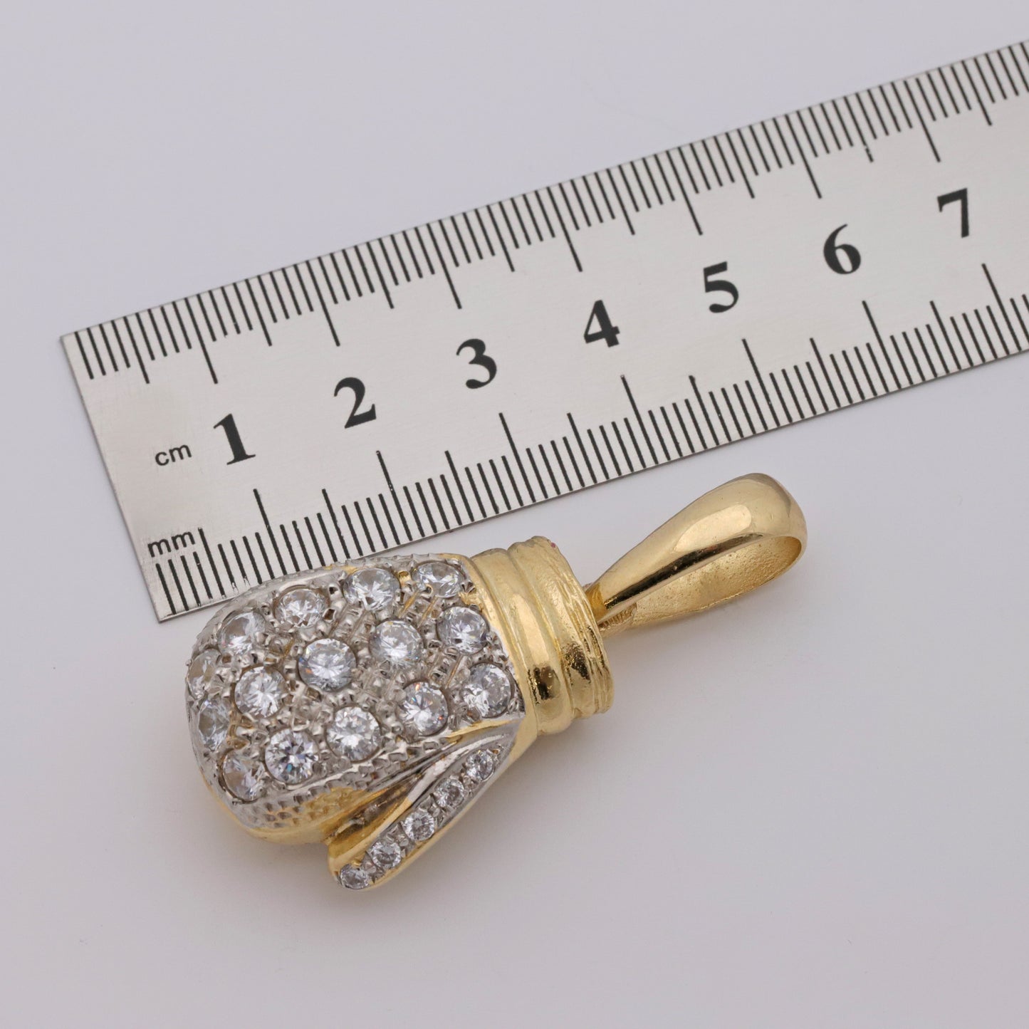 9ct Yellow Gold Gem-Set Extra Large Right Hand Boxing Glove Pendant