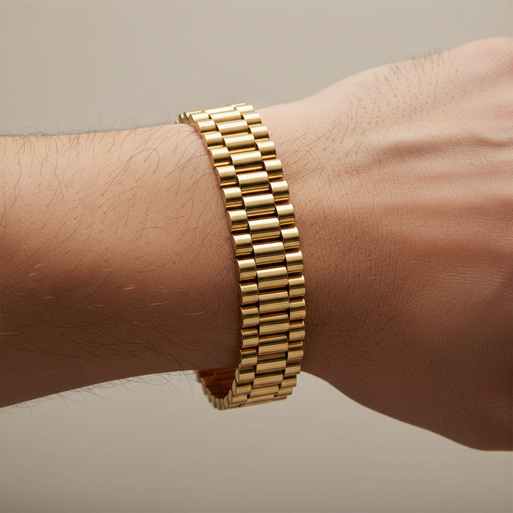 9ct Yellow Gold Rolex Style Plain Presidential 16mm Bracelet