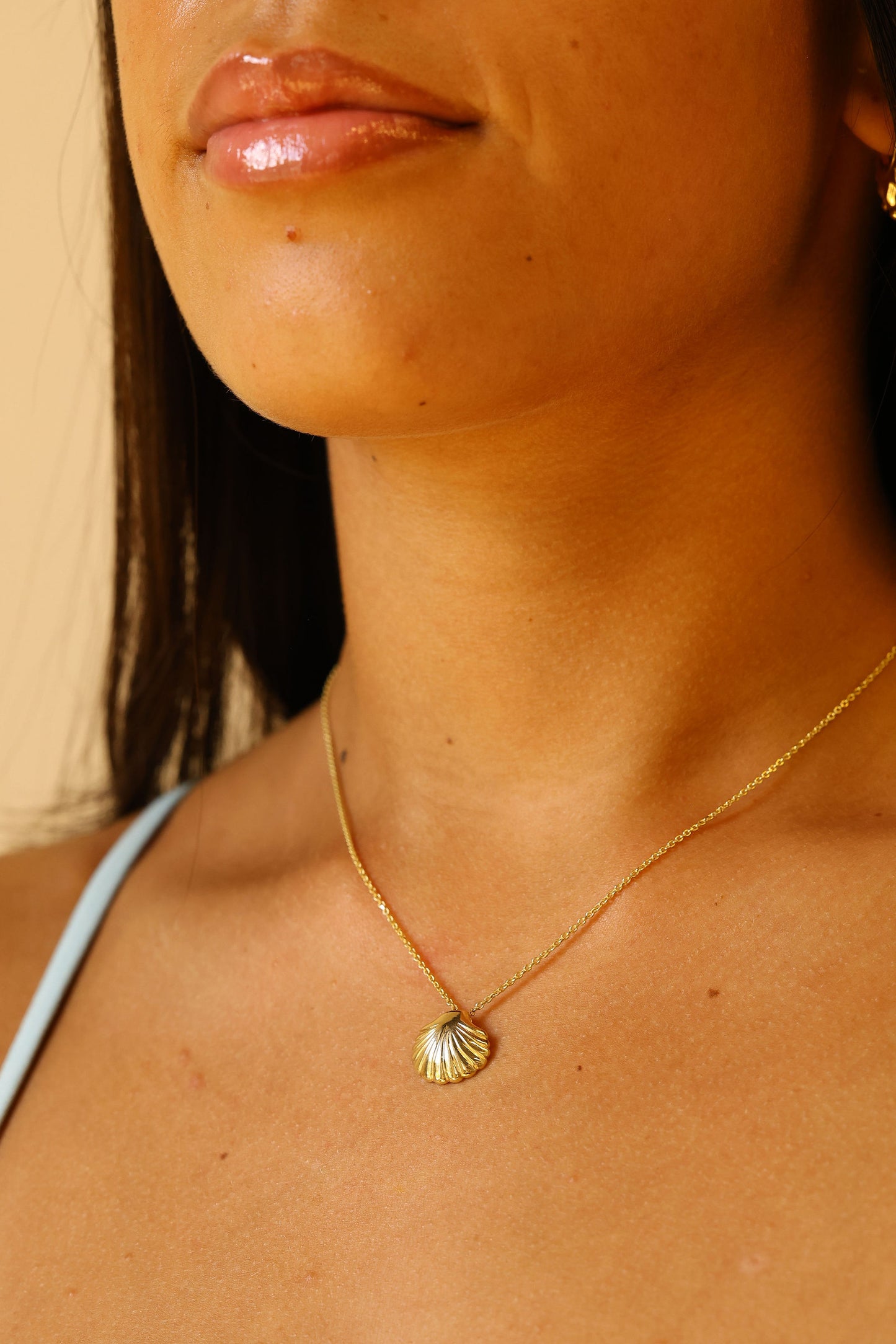9ct Yellow Gold Polished Solid Shell Necklace